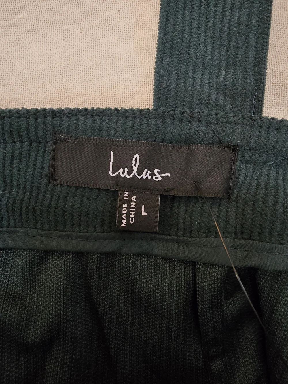 Lulu's Forest Green Corduroy Pinafore Dress Size L